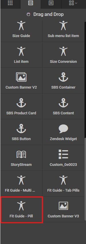 Screenshot: Add Fit Guide Tab Pill component