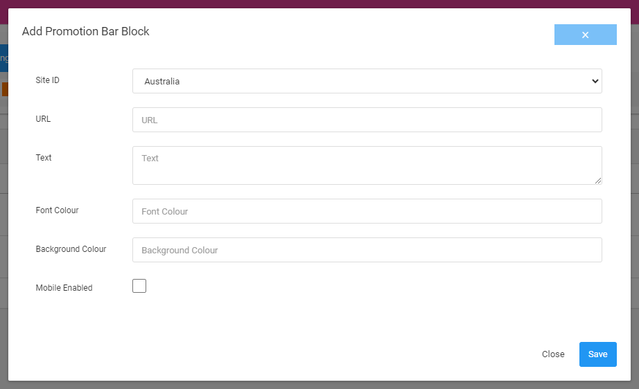 Add promo block modal