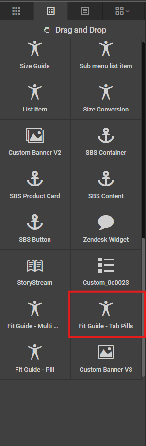 Screenshot: Add Fit Guide Tab Pills component
